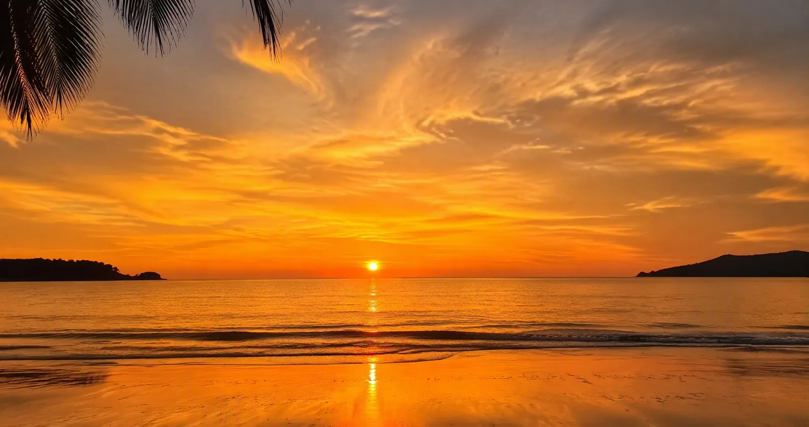 Golden sunset over the Andaman sea in Phuket